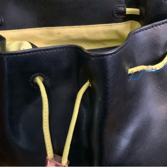 Ted Baker London Black Backpack with Yellow Highlights & Drawstrings main image 9